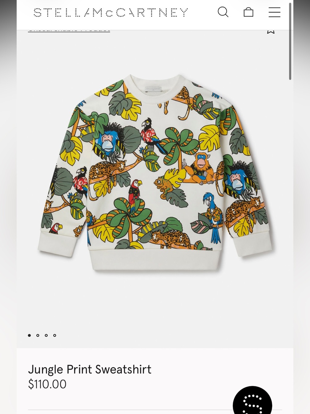 STELLA MCCARTNEY
KIDS' WHITE SWEATSHIRT WITH JUNGLE PRINT size 8 - Picture 11 of 11